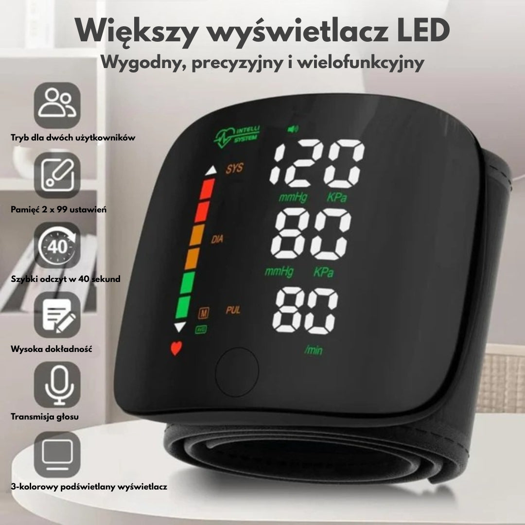 Ciśnieniomierz nadgarstkowy z wyświetlaczem LED
