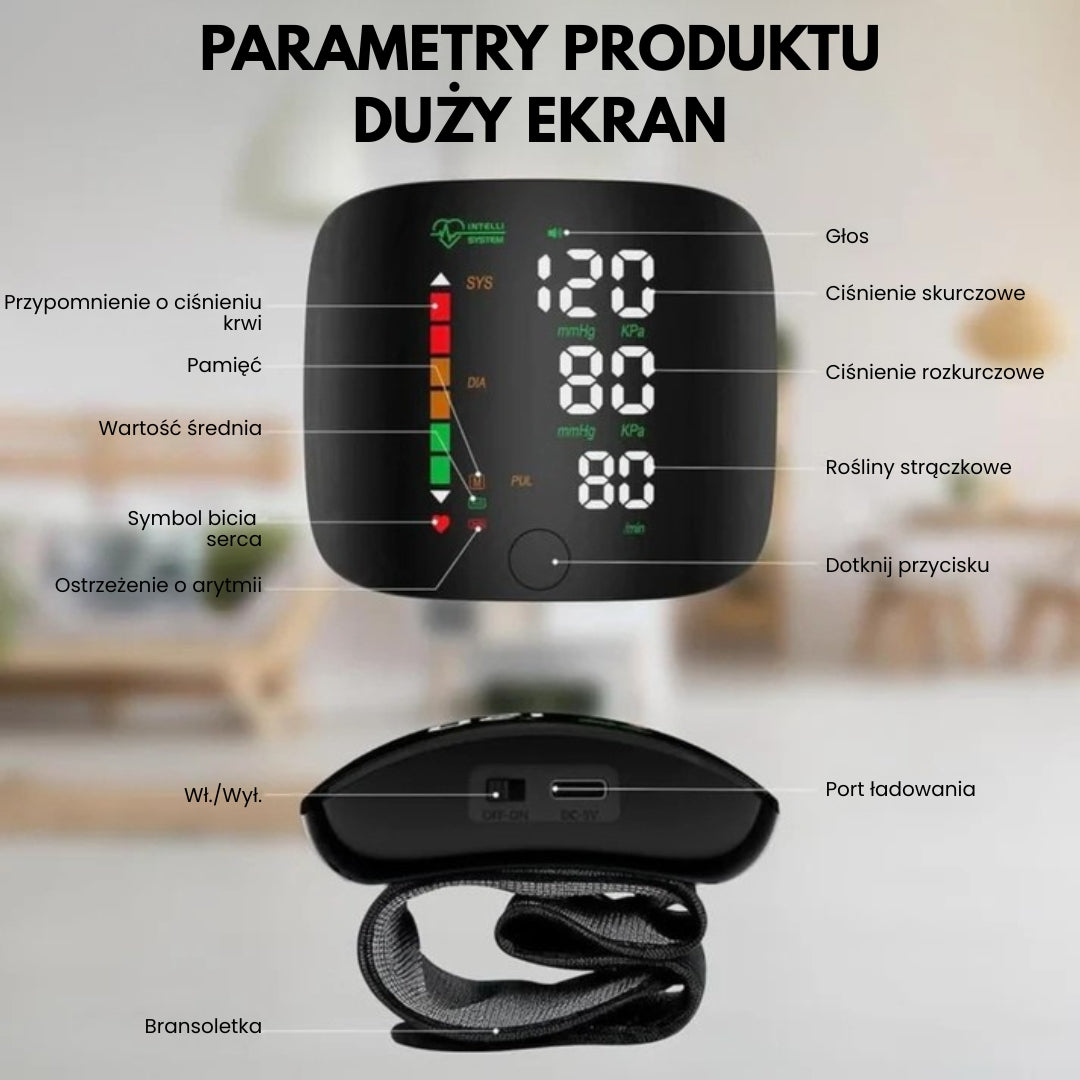 Ciśnieniomierz nadgarstkowy z wyświetlaczem LED