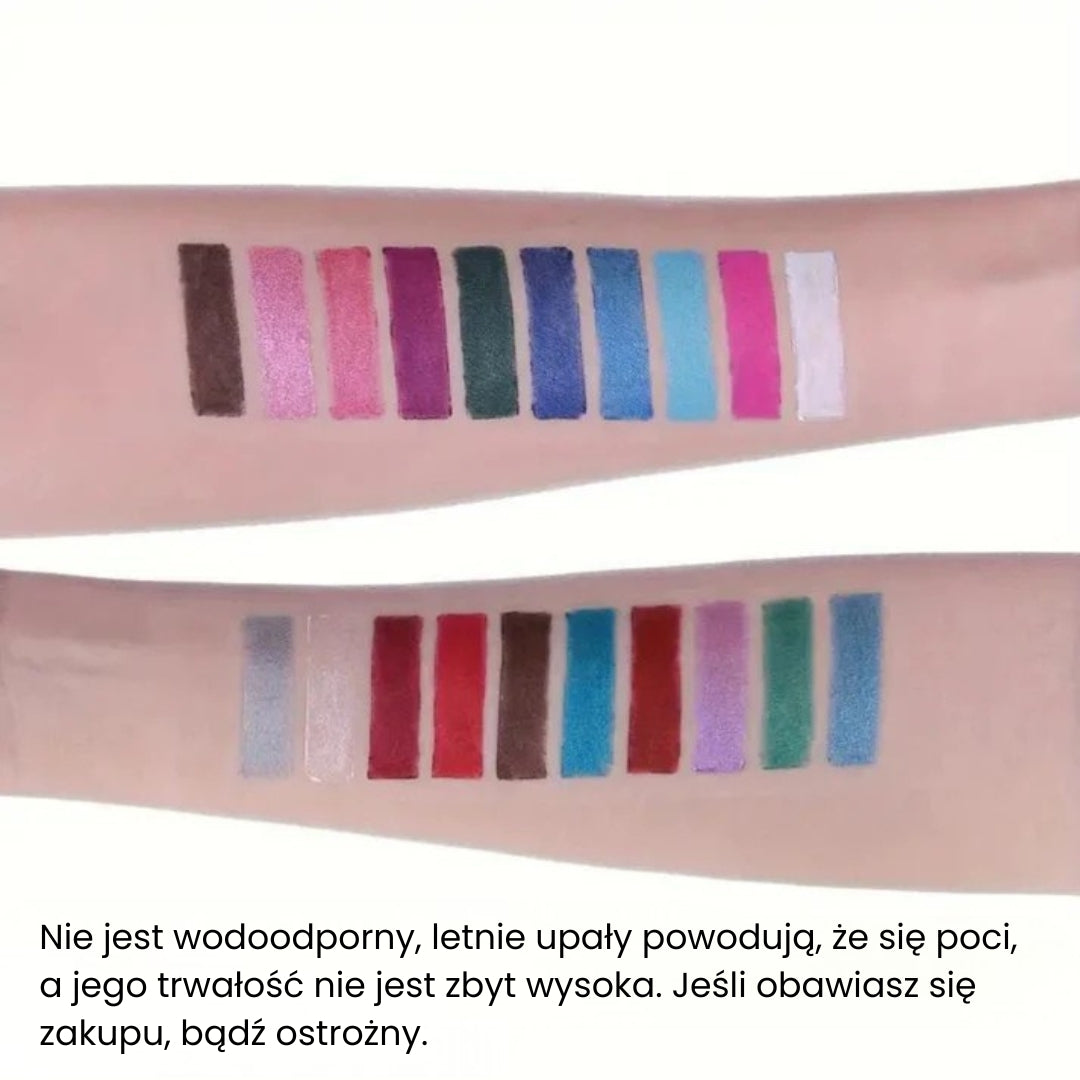 Zestaw 12 brokatowych eyelinerów, błyszczących i wodoodpornych