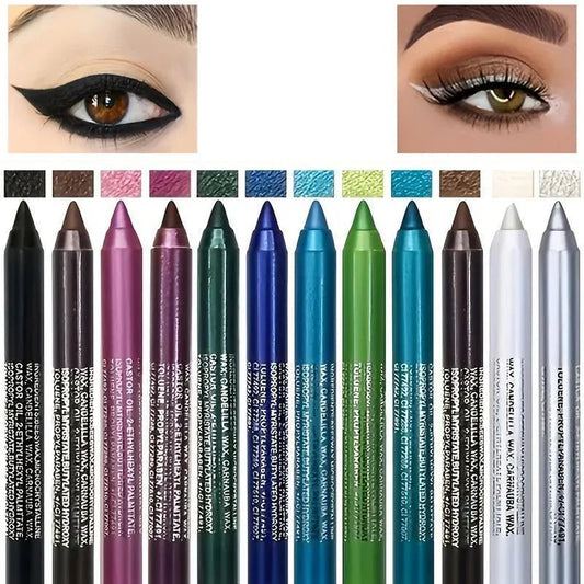 Zestaw 12 brokatowych eyelinerów, błyszczących i wodoodpornych